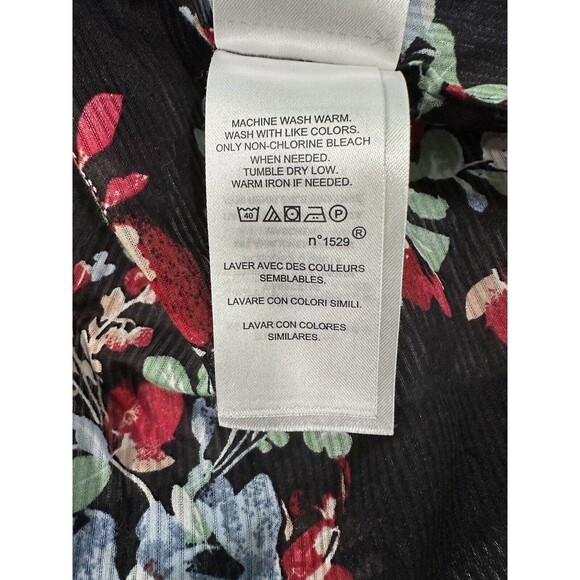 Lauren Ralph Lauren Blouse Size Large Floral Button Down Cotton Semi-Sheer Top - Picture 11 of 11